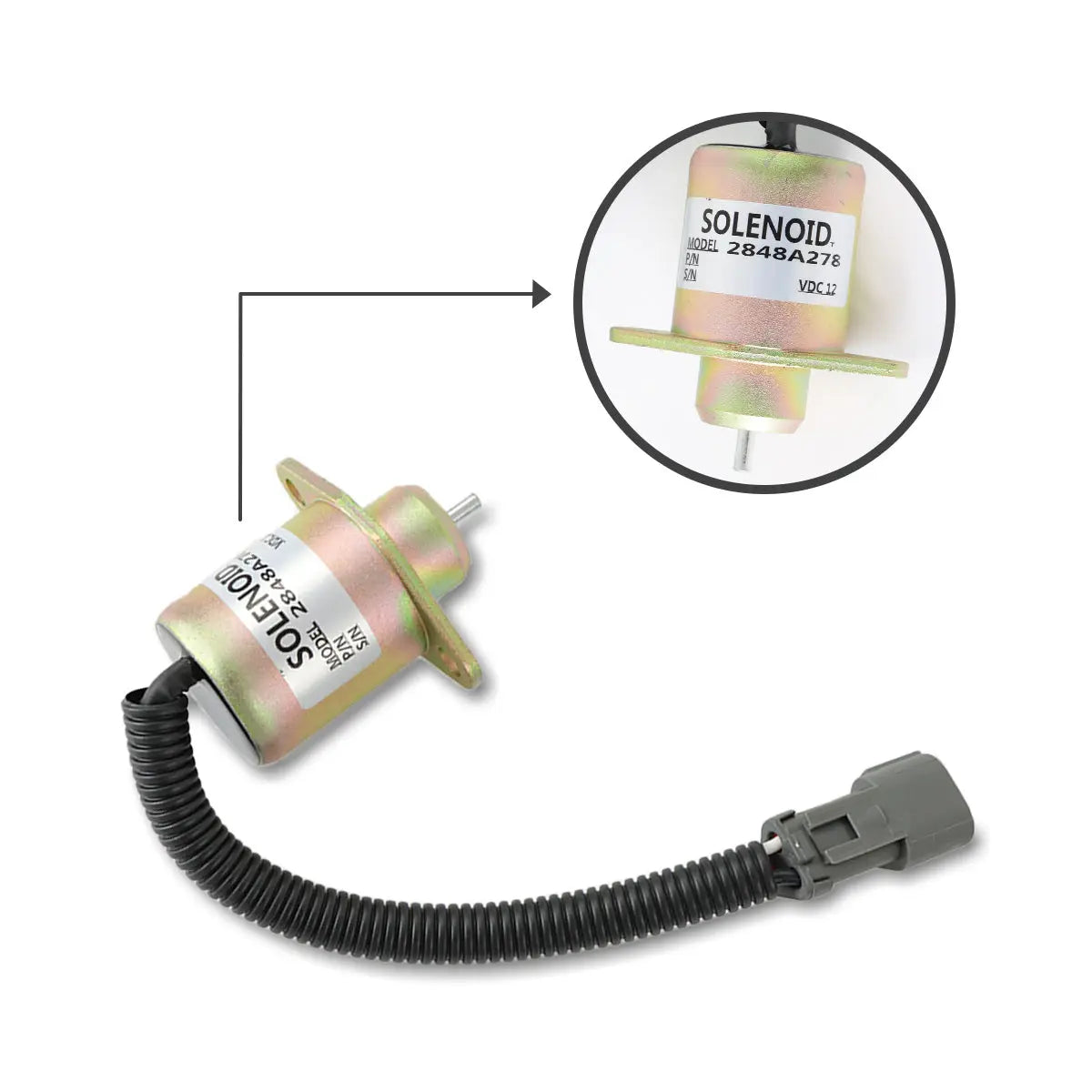 2848A278 Engine Stop Solenoid Valve for Perkins Hyster UB704 Engine