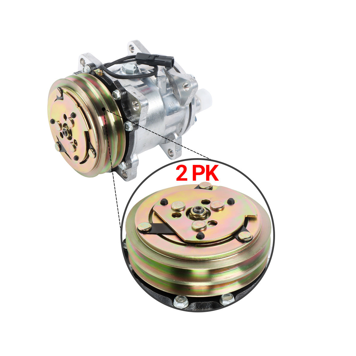 A/C Compressor 2PK 12V 1911506010 for Takeuchi Excavator TB145 TB153FR TB180FR