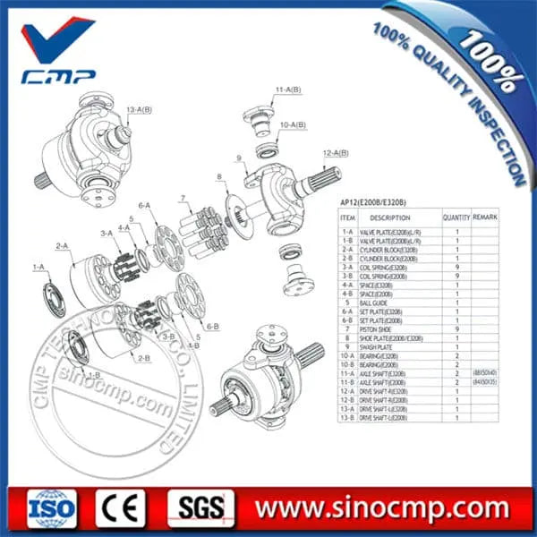 AP12 Hydraulic Pump ASS'Y Spare Parts for CAT E200B E320B Excavators
