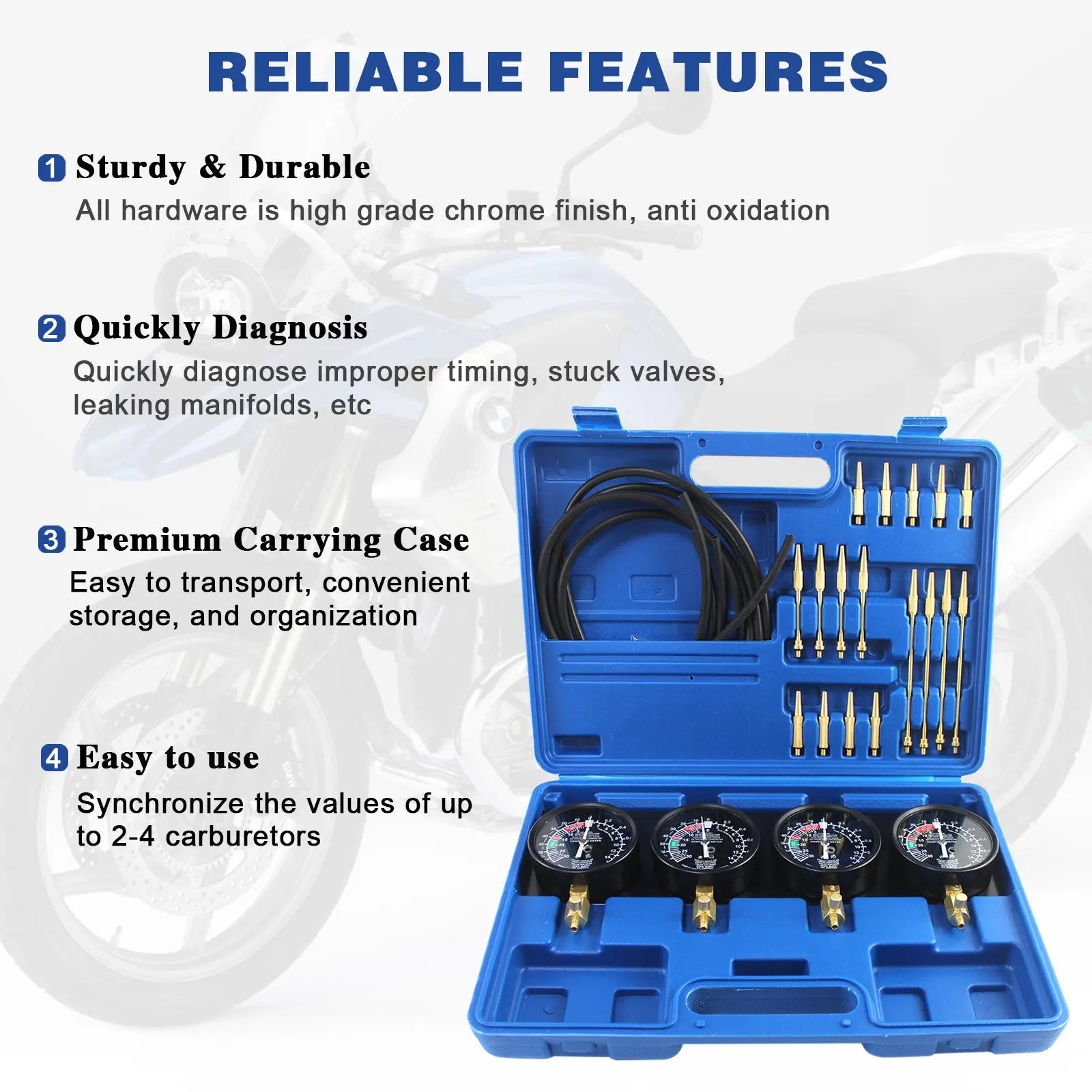 CP-ZHPG-011-5 Motorcycle Fuel Vacuum Carburetor Synchronizer Carb Sync Gauge Fit for Honda Yamaha Kawasaki Suzuki GS KZ XS