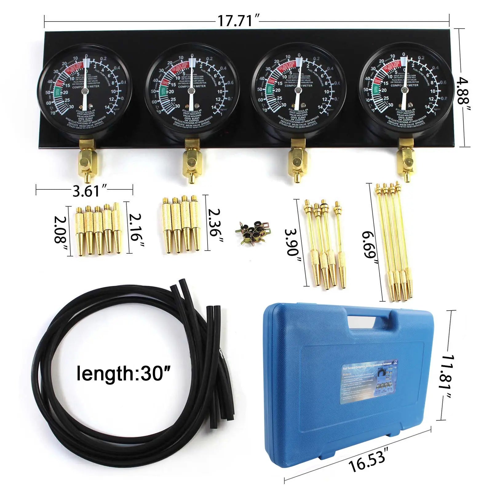 CP-ZHPG-011-6 Motorcycle Fuel Vacuum Carburetor Synchronizer Carb Sync Gauge Fit for Honda Yamaha Kawasaki Suzuki GS KZ XS