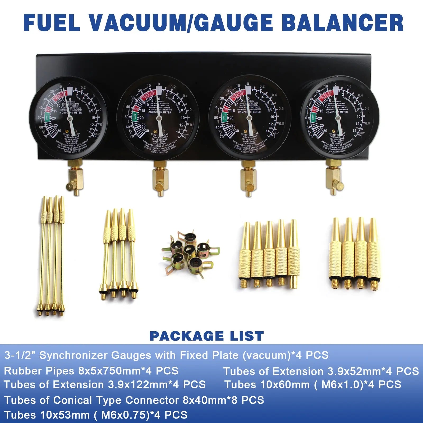 CP-ZHPG-011-8 Motorcycle Fuel Vacuum Carburetor Synchronizer Carb Sync Gauge Fit for Honda Yamaha Kawasaki Suzuki GS KZ XS