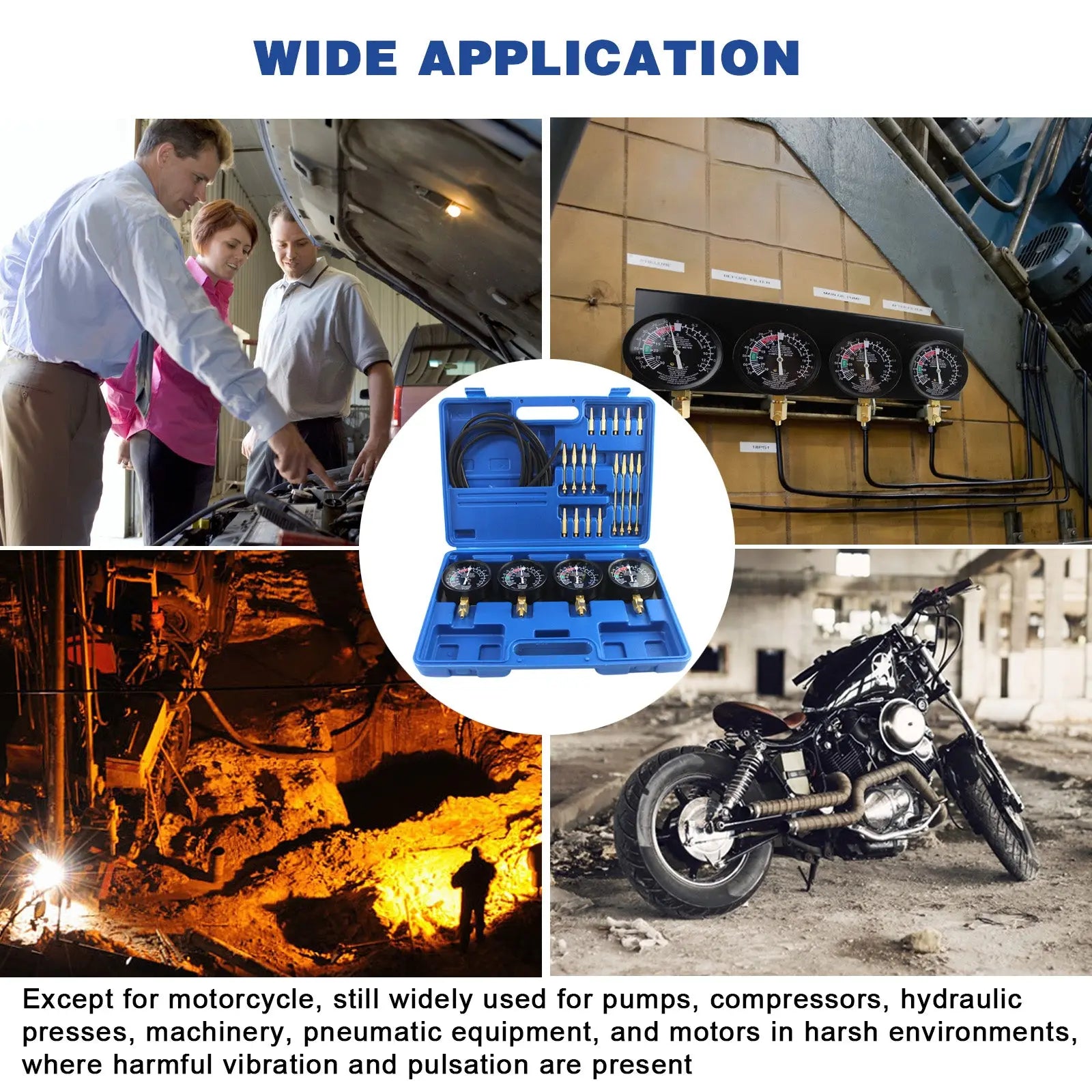 CP-ZHPG-011-9 Motorcycle Fuel Vacuum Carburetor Synchronizer Carb Sync Gauge Fit for Honda Yamaha Kawasaki Suzuki GS KZ XS