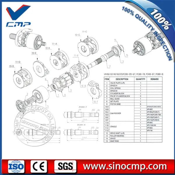 HPV140 Hydraulic Pump Parts for Komatsu PC300-7 PC300-8 PC350-7 PC350-8