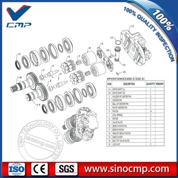 HPV091DW Hydraulic Pump Spare Parts for Hitachi EX200-2 EX220-2